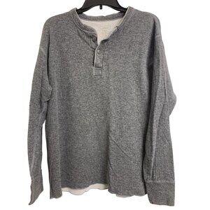 L.L. Bean L Regular Cotton Outdoor Classic Casual Henley Pullover Gray